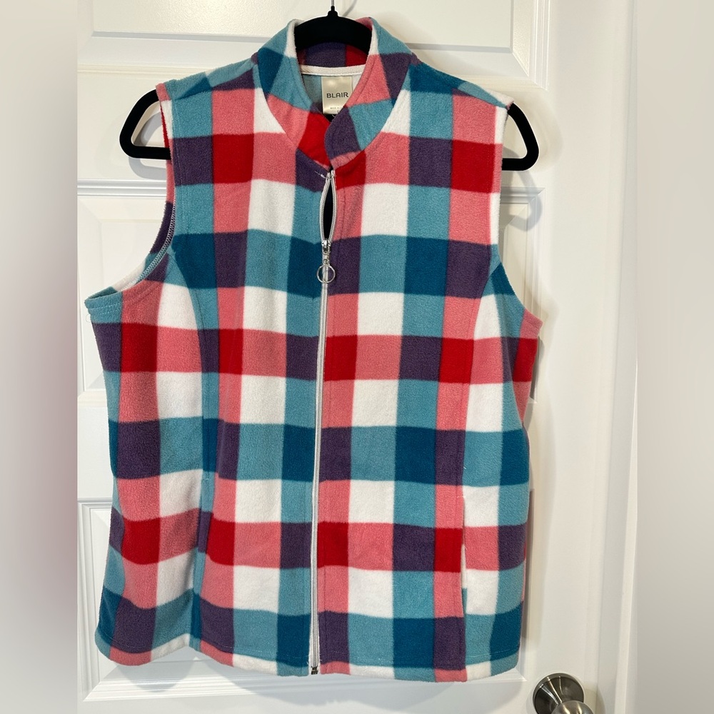 Blair Colorful Plaid Sleeveless Vest - EUC